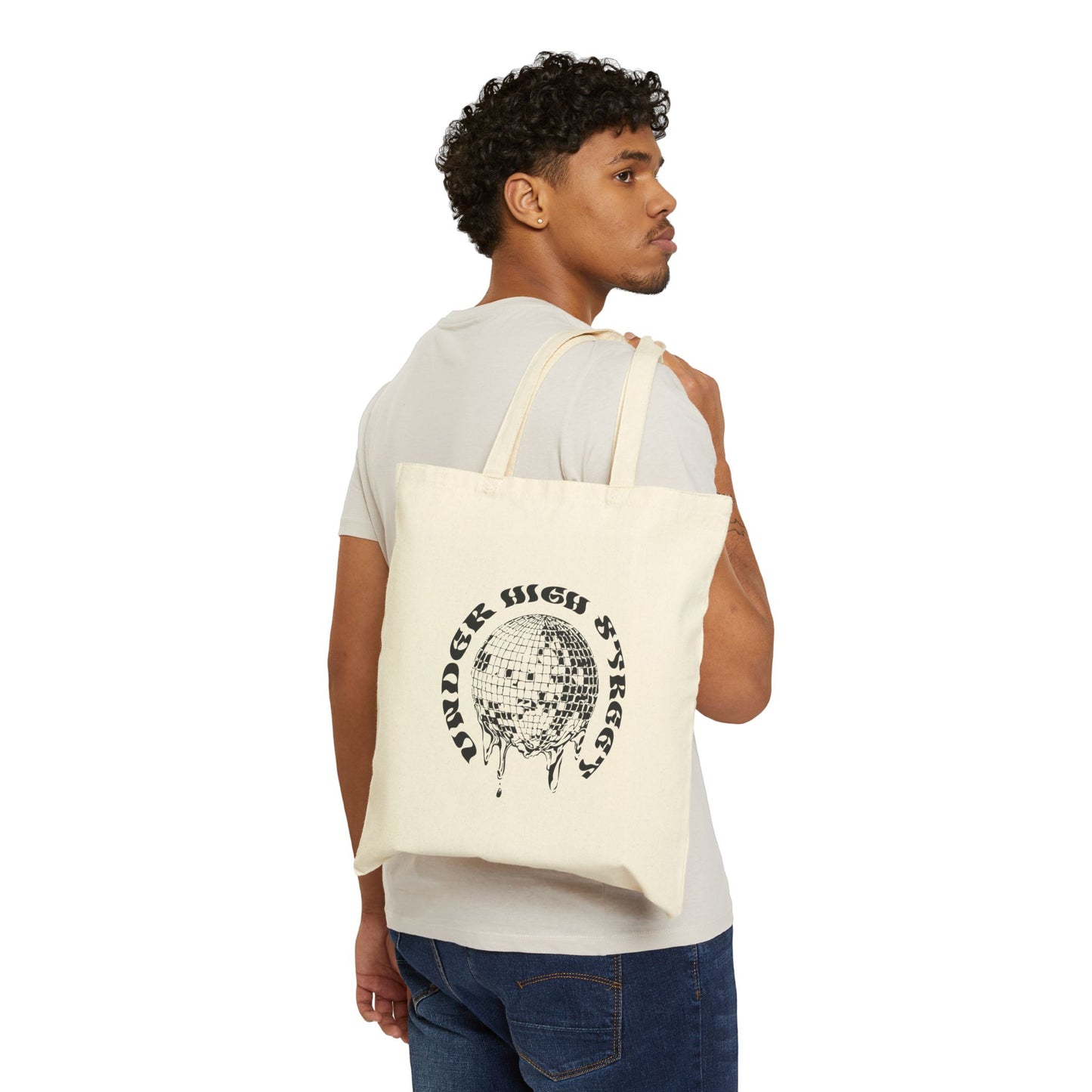 Tote Bag — 'Under High Stress' Vintage Disco Mirrorball Cotton Canvas Tote